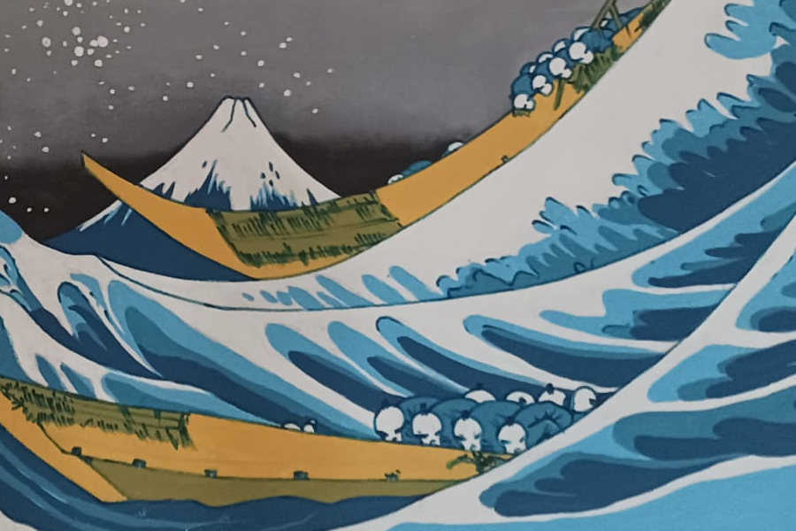 Detalle de la obra La gran ola de Kanagawa