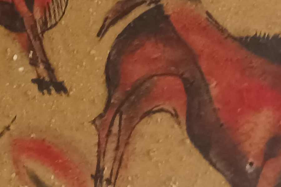 Detalle de la Reproducción de "Pinturas Rupestres" de la Cueva de Altamira. Realizada con acrílicos y arena sobre lienzo de tela.