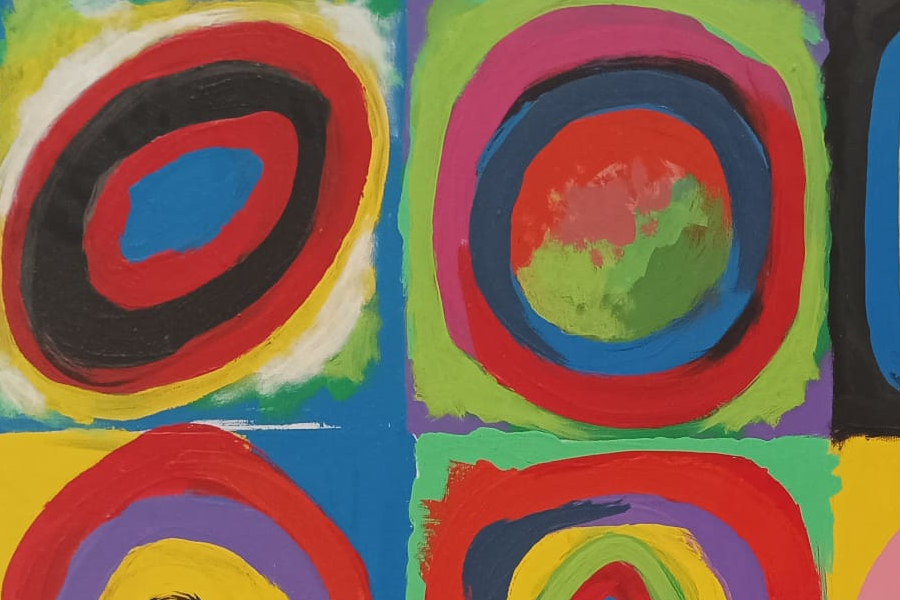Detalle de la reproducción de la obra "Círculos Concéntricos" de Wassily Kandinsky