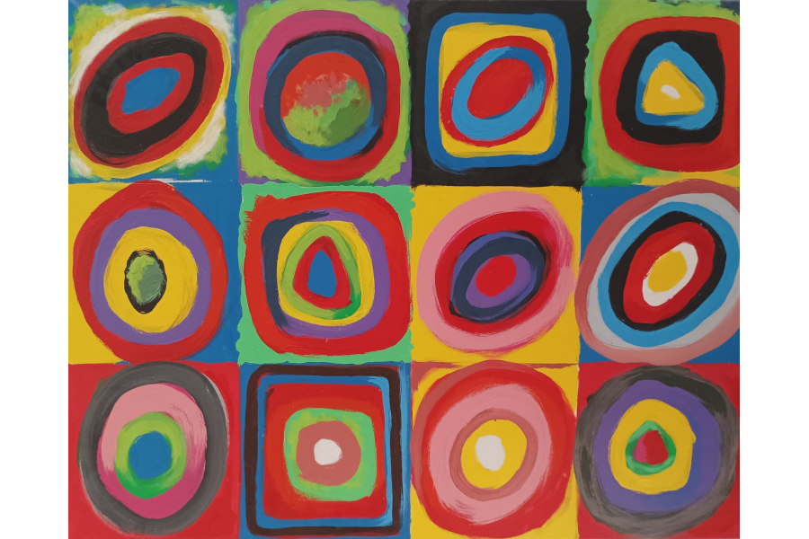 Reproducción de la obra "Círculos concéntricos" de Wassily Kandinski