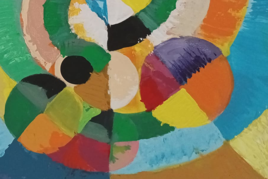Detalle de la reproducción de la obra "Formas Circulares" de Robert Delaunay