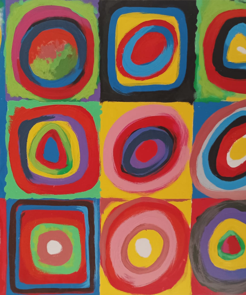 Reproducción de la obra "Círculos concéntricos" de Wassily Kandinski