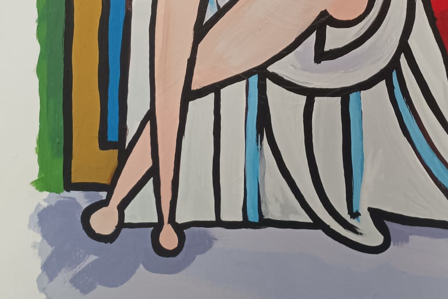 Detalle de la reproducción de la obra "Gran desnudo en un sillón rojo" de Pablo Picasso